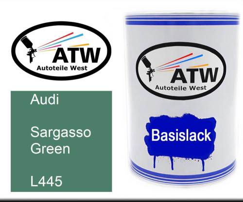 Audi, Sargasso Green, L445: 500ml Lackdose, von ATW Autoteile West.